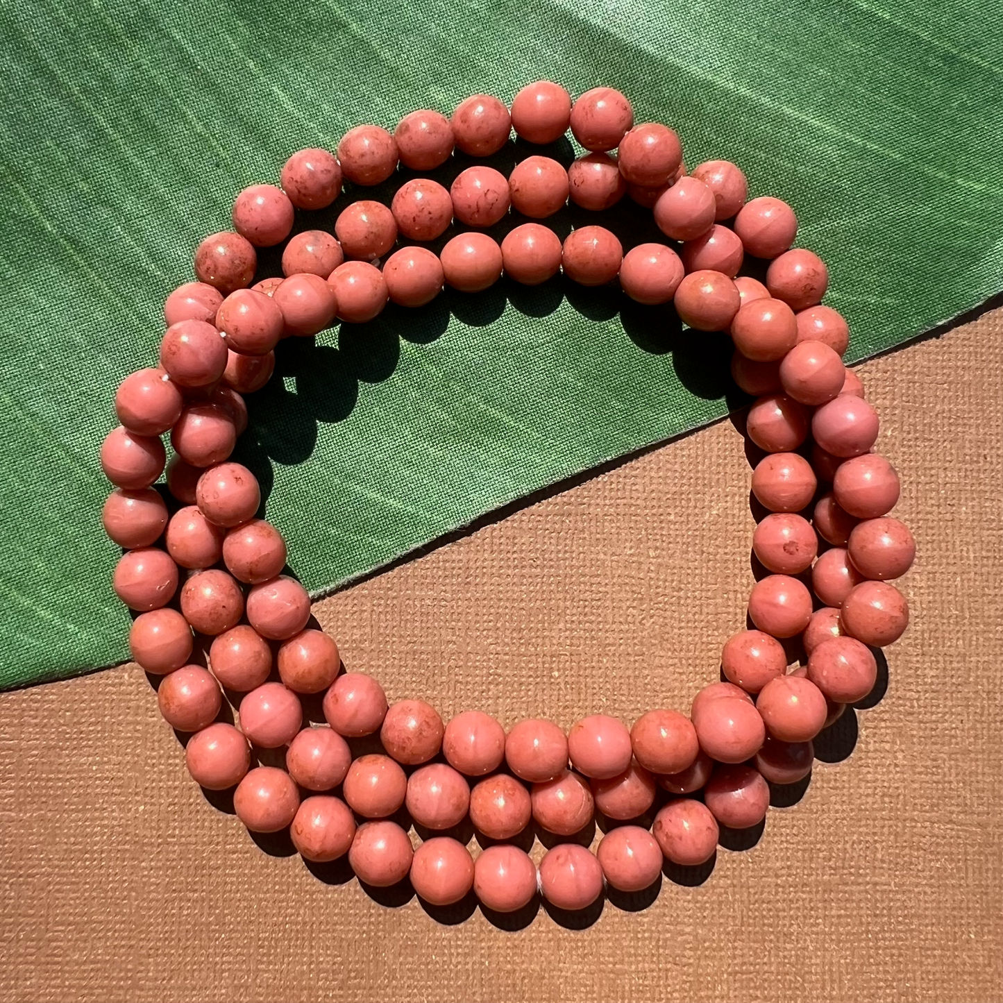 Rose Pink & Copper Druk 8mm Beads - 100 Pieces