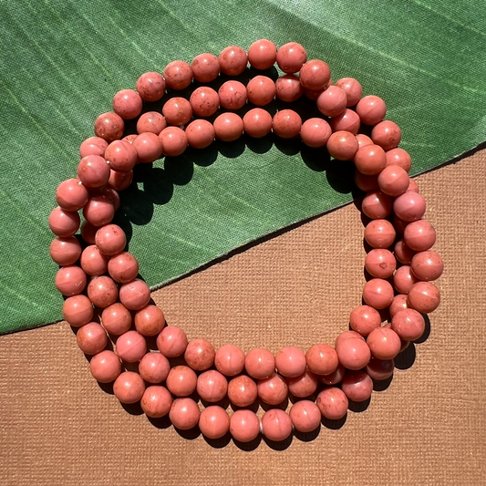 Rose Pink & Copper Druk 8mm Beads - 100 Pieces