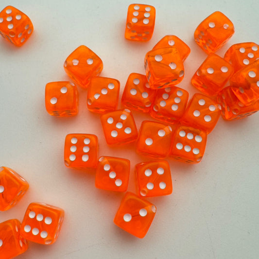 Dice Bead 9mm Orange Neon