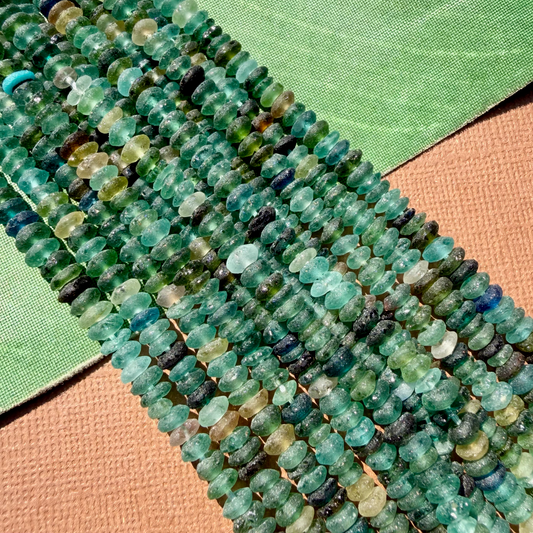 Roman Glass Saucer 4mm - 6mm Bead Strands