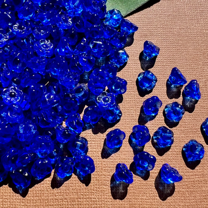 Blue Flower Shank Buttons - 50 Pieces