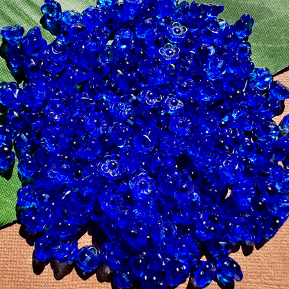 Blue Flower Shank Buttons - 50 Pieces