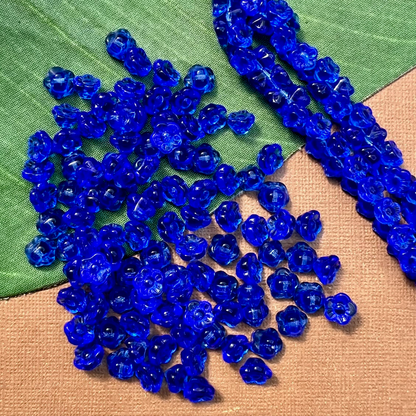Blue Flower Shank Buttons - 50 Pieces