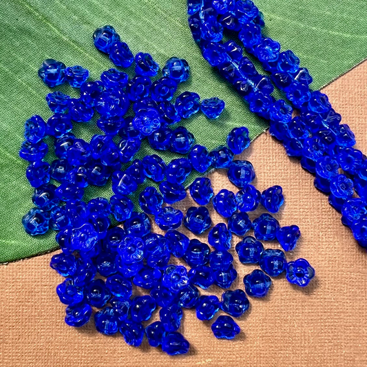 Blue Flower Shank Buttons - 50 Pieces