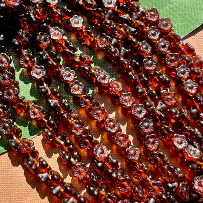 Brown Flower Shank Buttons - 50 Pieces