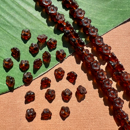 Brown Flower Shank Buttons - 50 Pieces