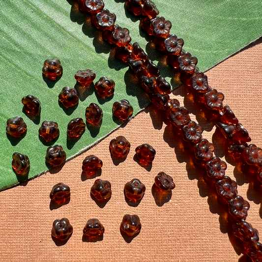 Brown Flower Shank Buttons - 50 Pieces