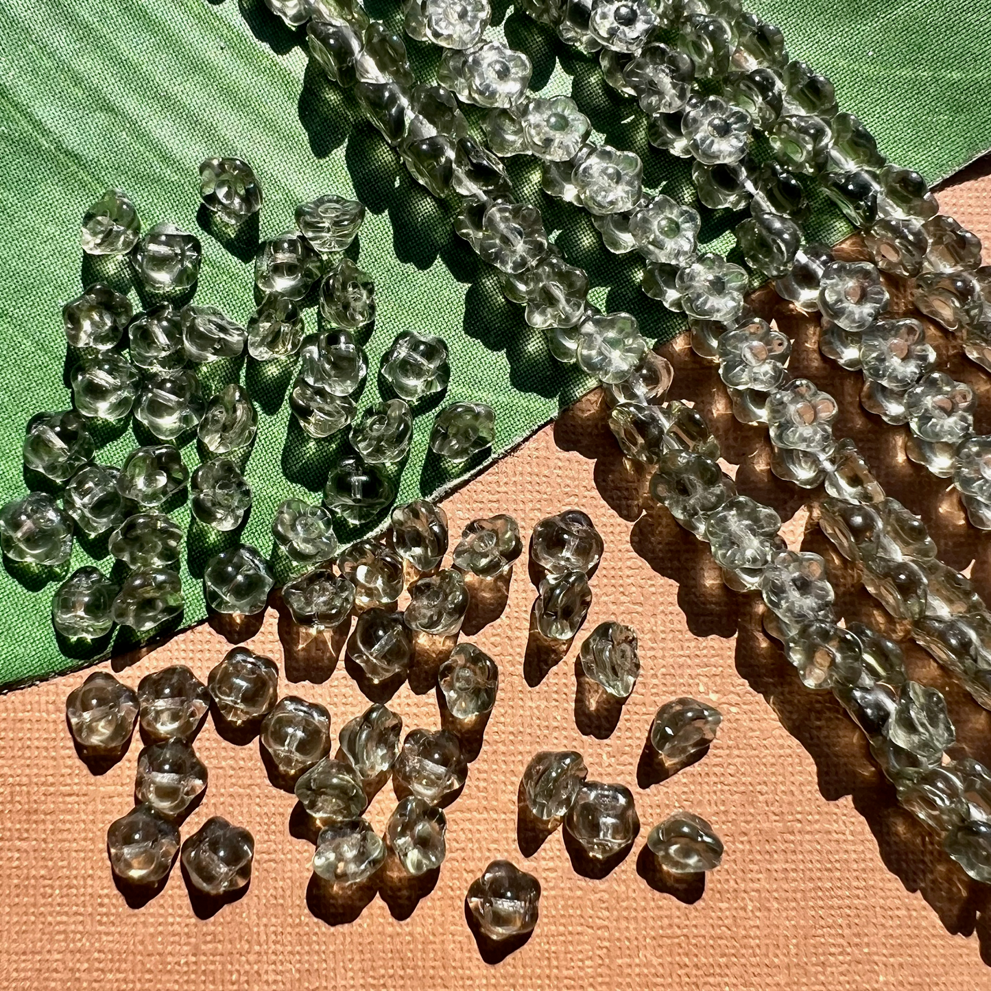 Gray Green Flower Shank Buttons - 50 Pieces