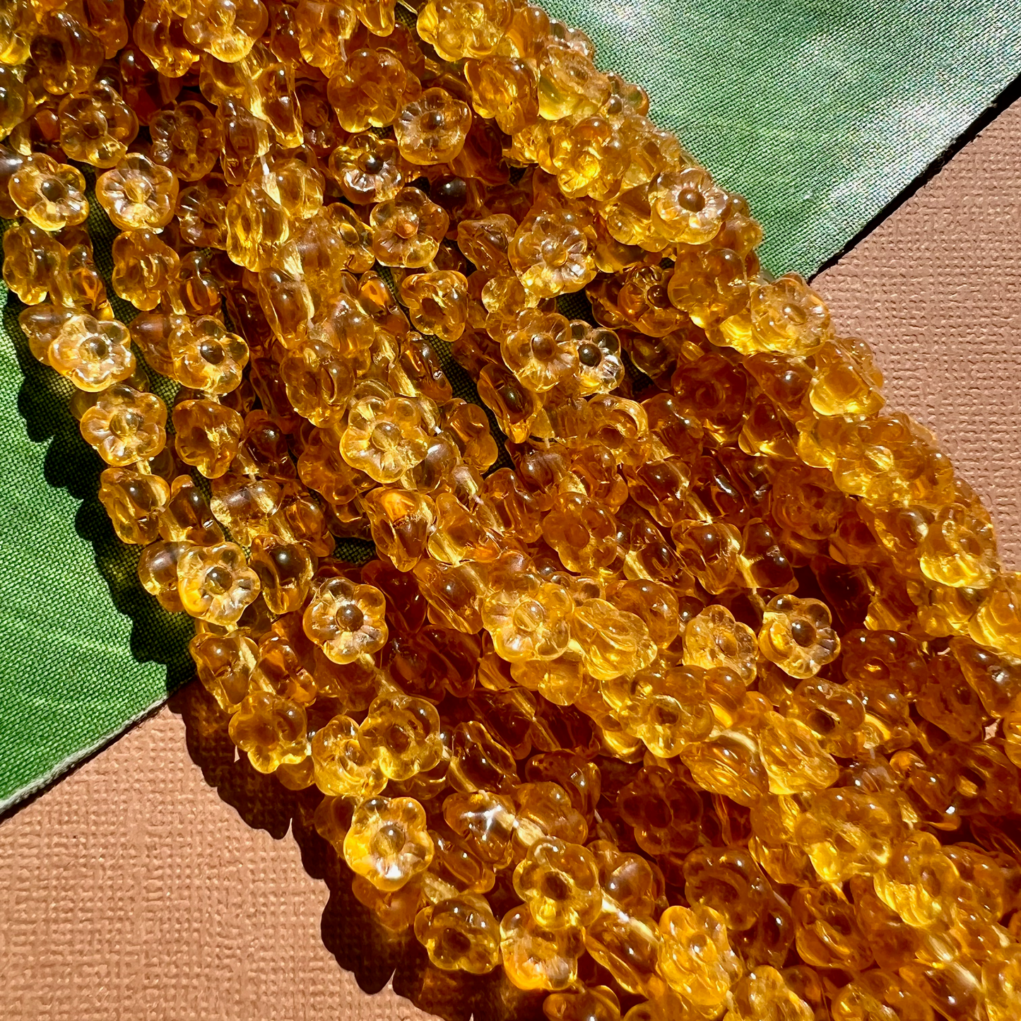 Honey Yellow Flower Shank Buttons - 50 Pieces