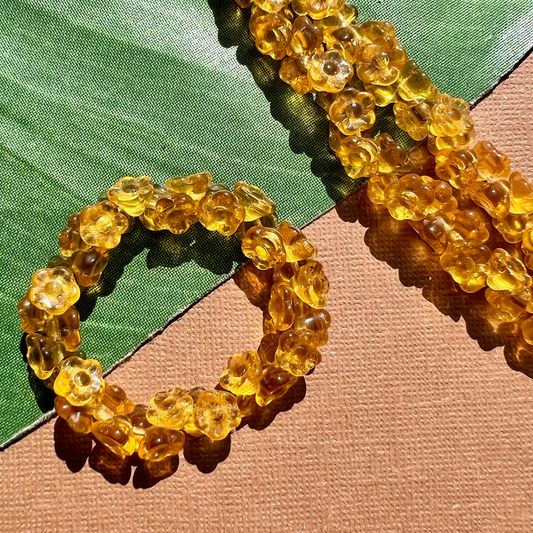 Honey Yellow Flower Shank Buttons - 50 Pieces