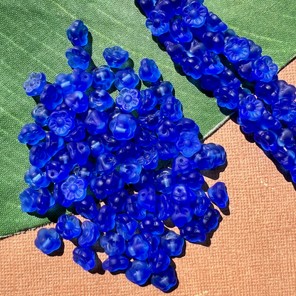 Blue Matte Flower Shank Buttons - 50 Pieces