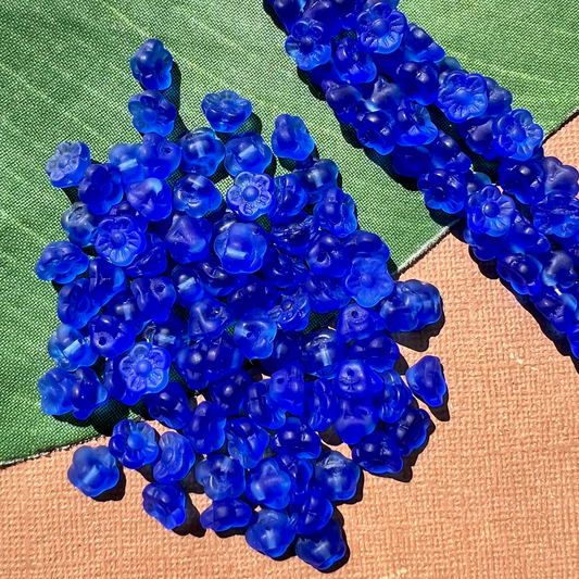 Blue Matte Flower Shank Buttons - 50 Pieces