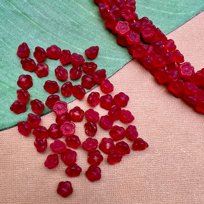 Red Matte Flower Shank Buttons - 50 Pieces