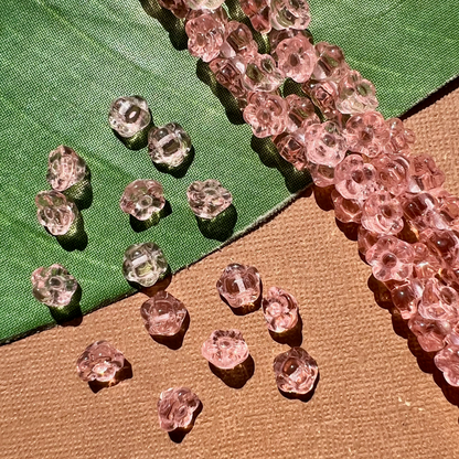 Pink Flower Shank Buttons - 50 Pieces