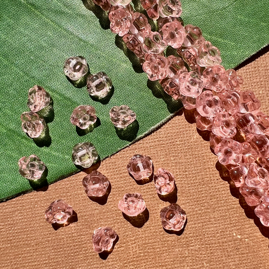 Pink Flower Shank Buttons - 50 Pieces