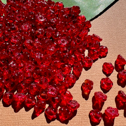 Red Flower Shank Buttons - 50 Pieces