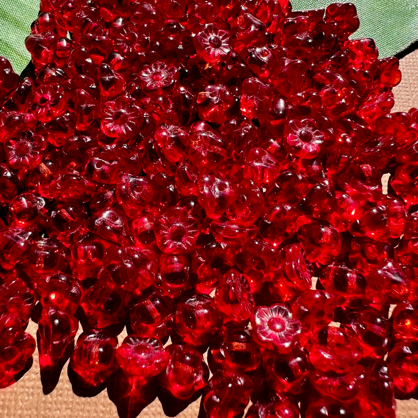 Red Flower Shank Buttons - 50 Pieces