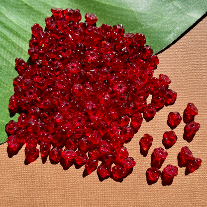 Red Flower Shank Buttons - 50 Pieces