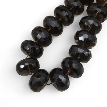 Smoky Quartz Faceted Rondelle Grade AAA 20x30mm Rare Size