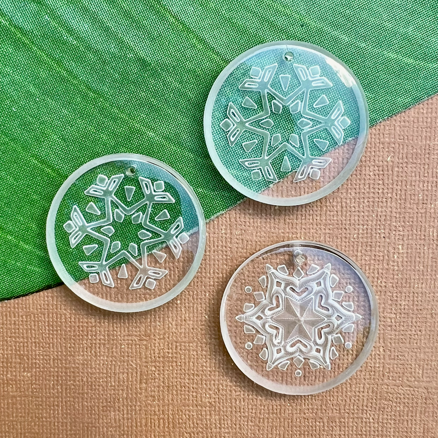 Vintage West German Snowflake Crystal Pendants 35mm - 1 Piece