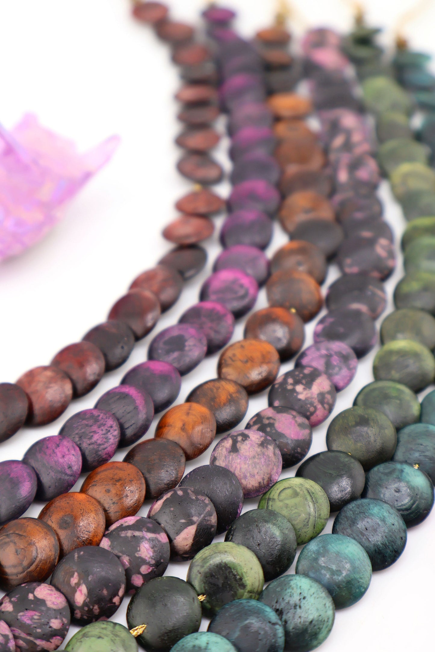 Bead Bundle: Cascading Eclipse Coin Bone Beads, 6 Strands, 12mm, 138 beads