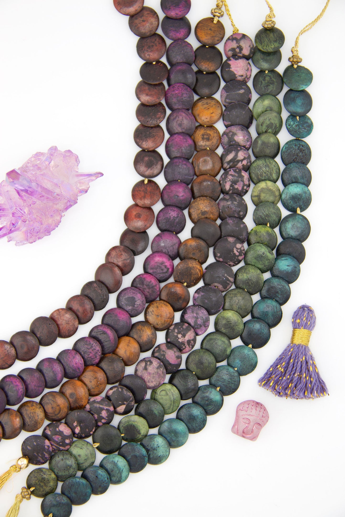 Bead Bundle: Cascading Eclipse Coin Bone Beads, 6 Strands, 12mm, 138 beads