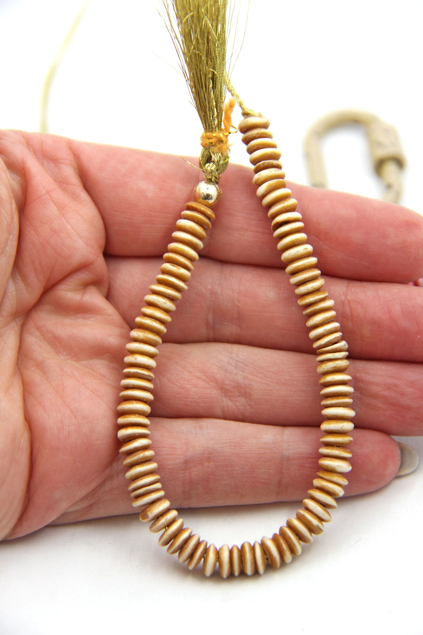 Assorted Earthy Tones: Bone Beads, 6x2mm, Saucer Heishi Discs