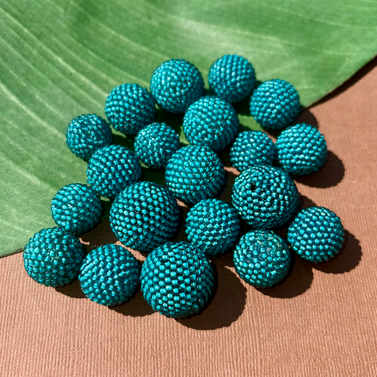Teal Beaded Beads - Solids