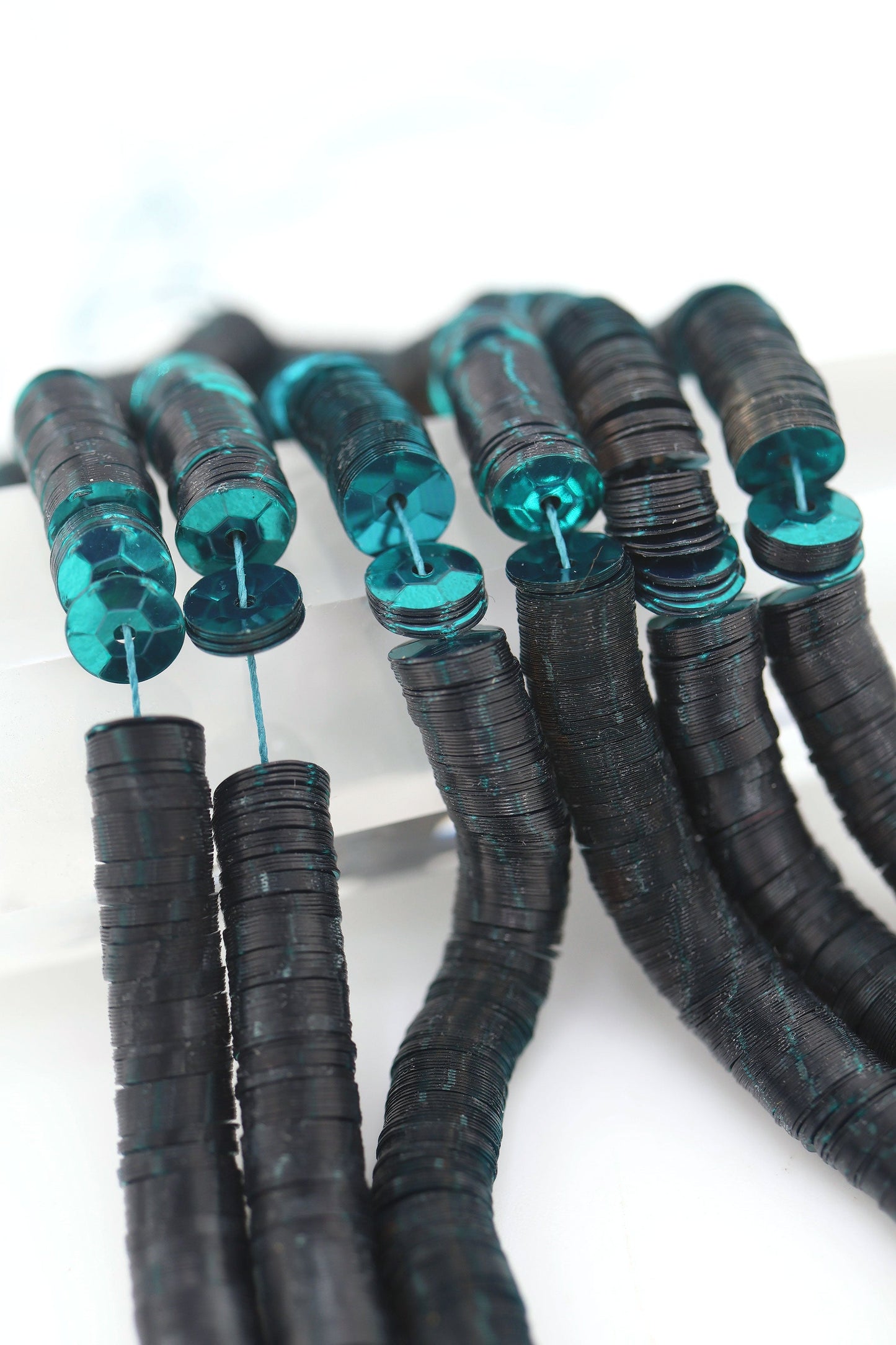 6mm Teal Faceted Vintage French Sequins