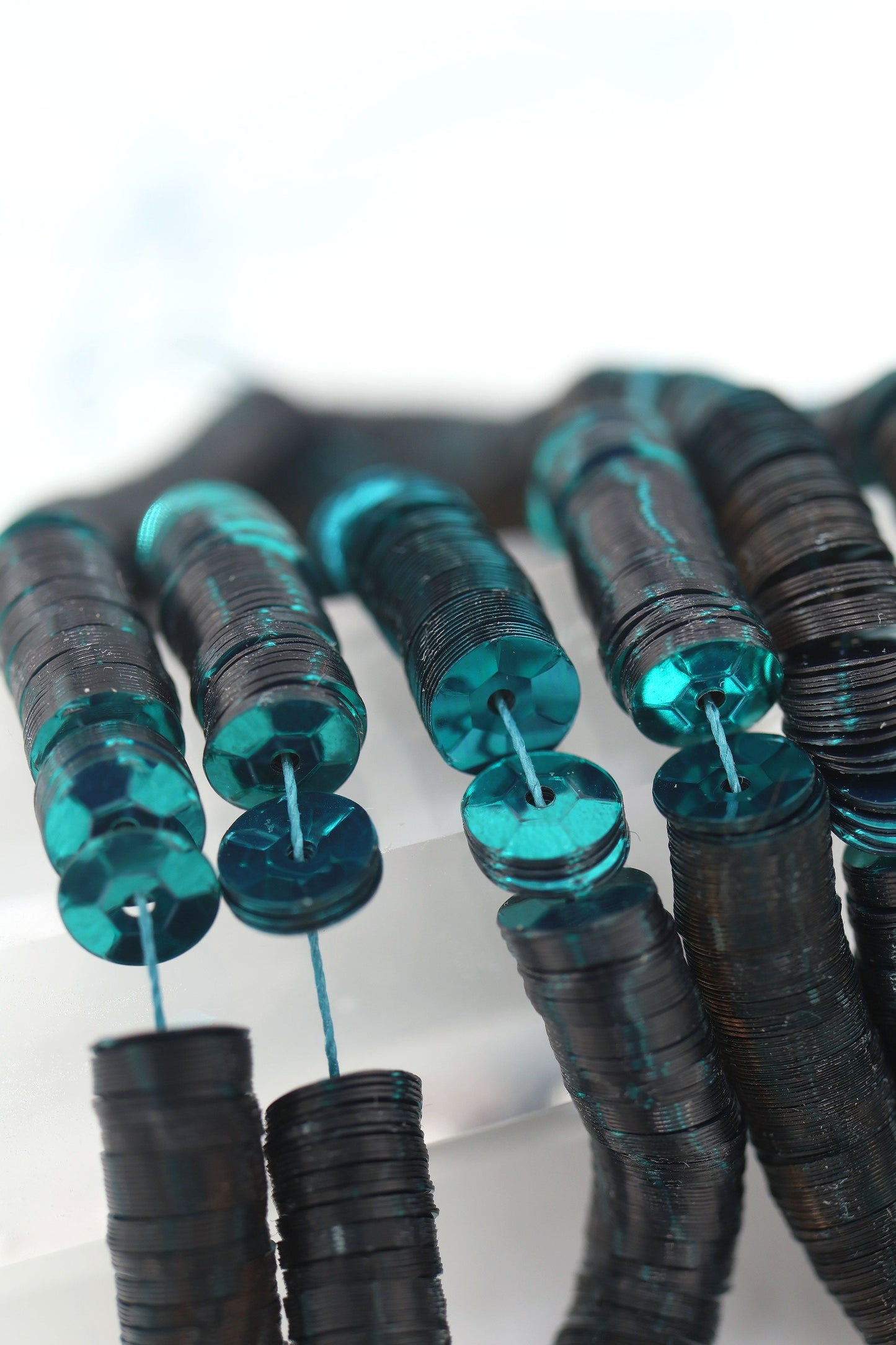 6mm Teal Faceted Vintage French Sequins