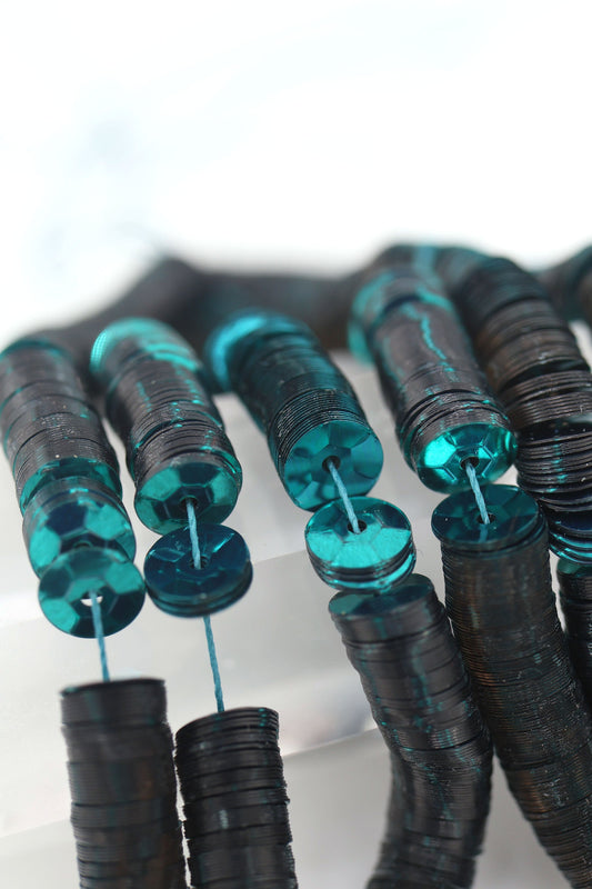 6mm Teal Faceted Vintage French Sequins