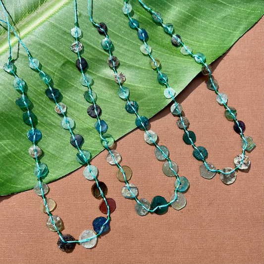 Roman Glass Flat Small Round Bead Strands
