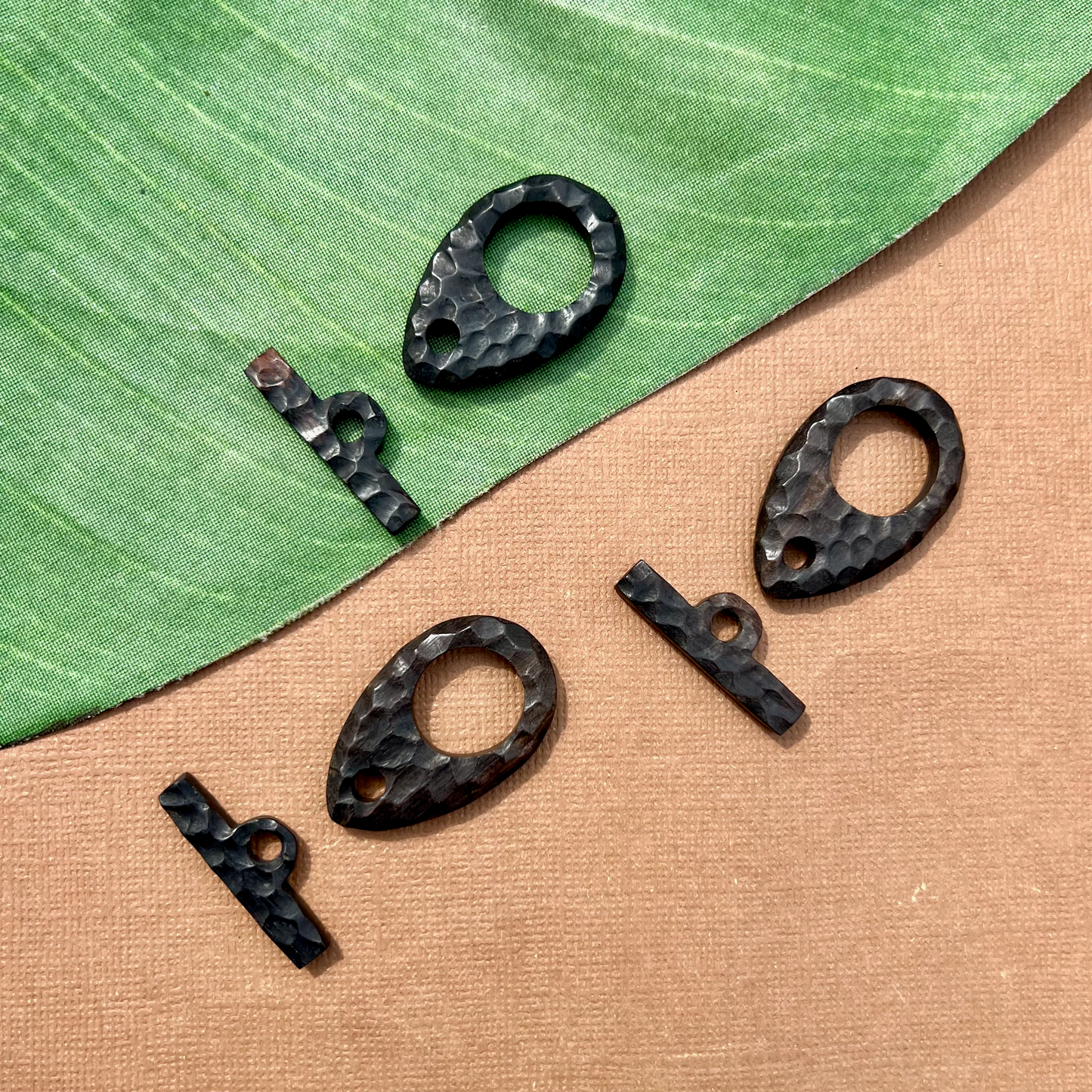 Hand Carved Black Wood Toggles - 1 Piece