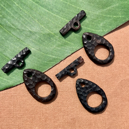 Hand Carved Black Wood Toggles - 1 Piece