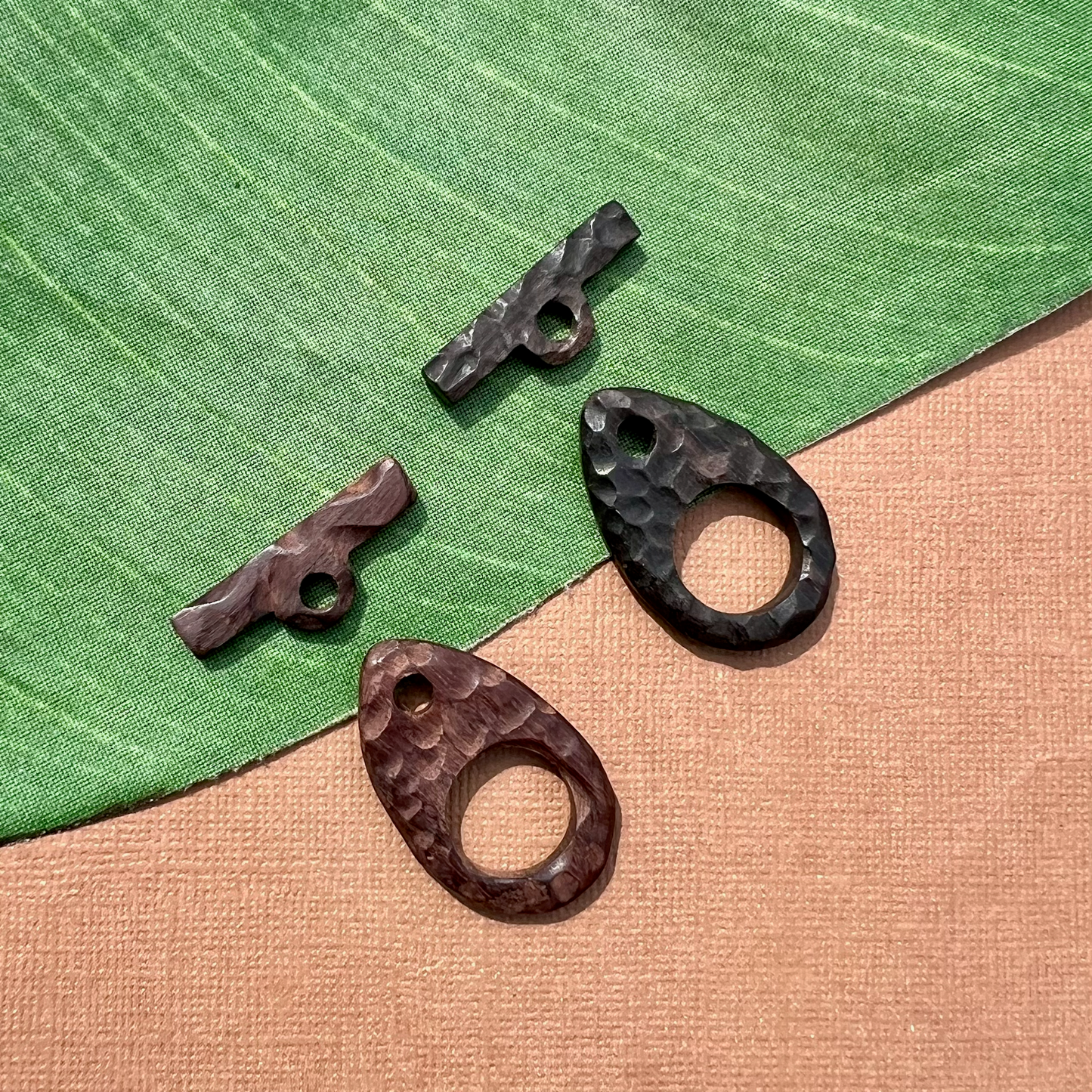 Hand Carved Black Wood Toggles - 1 Piece