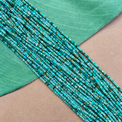Natural Matrix Turquoise Tiny Saucer Beads - 1 Strand