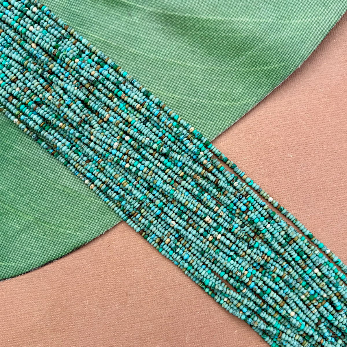Natural Matrix Turquoise Tiny Saucer Beads - 1 Strand