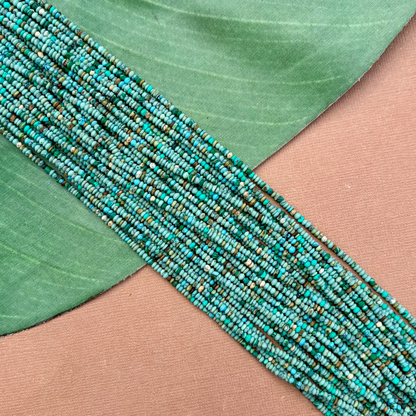 Natural Matrix Turquoise Tiny Saucer Beads - 1 Strand