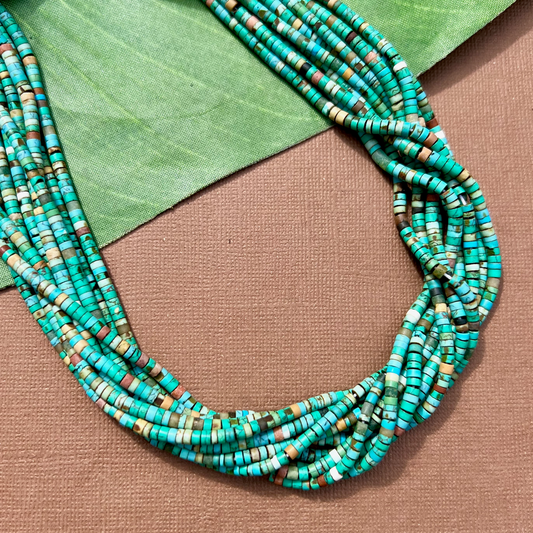 Turquoise Matrix Heishi Strands - 1 Strand