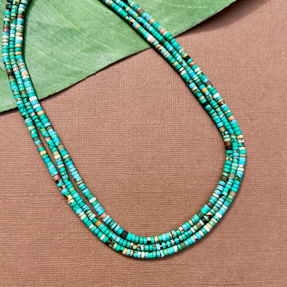 Turquoise Matrix Heishi Strands - 1 Strand