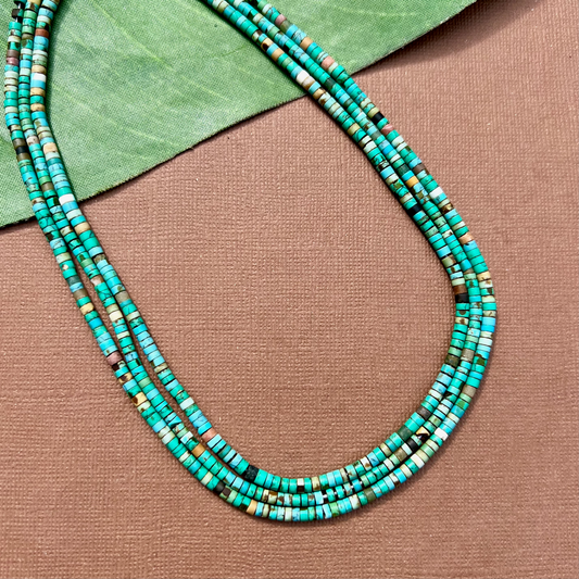Turquoise Matrix Heishi Strands - 1 Strand