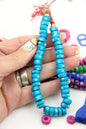 Bold & Bright Rondelle Bone Beads: Bullseye Hand Carved Pattern, 9x5mm, 40 beads