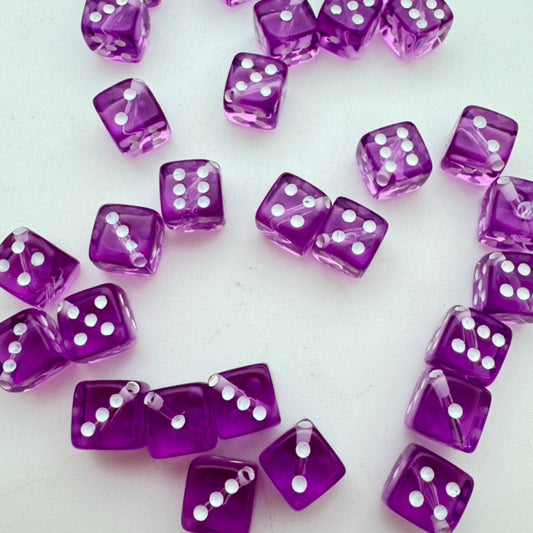 Dice Bead 9mm Lilac with white