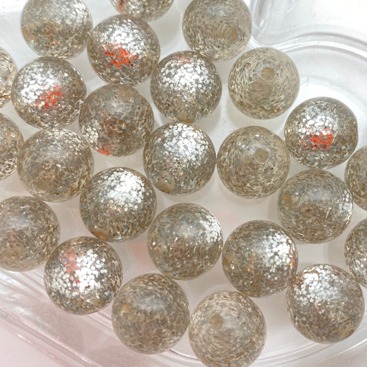 Glitter Round 12mm Silver