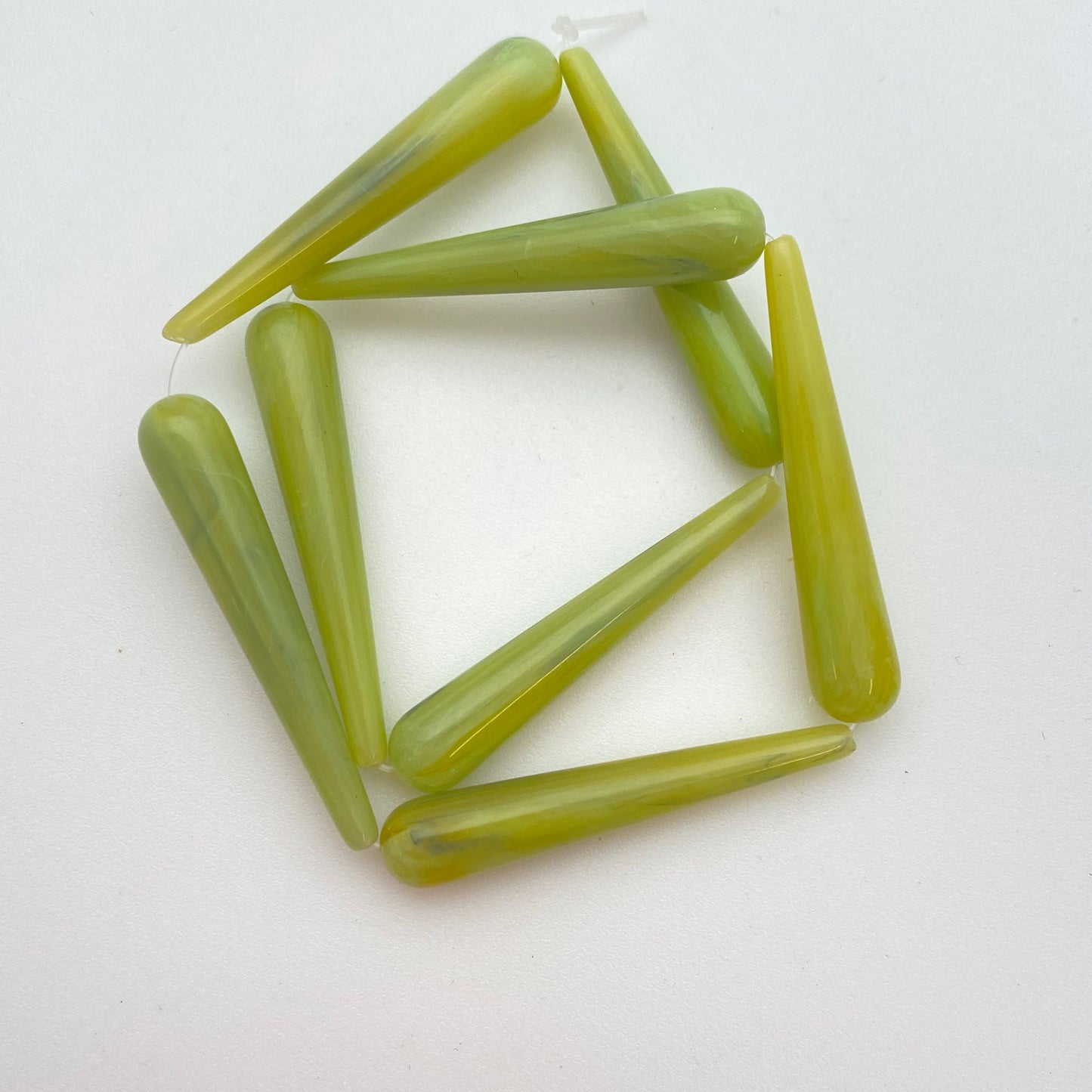 Long Tear Drop 38mm Olive Marble