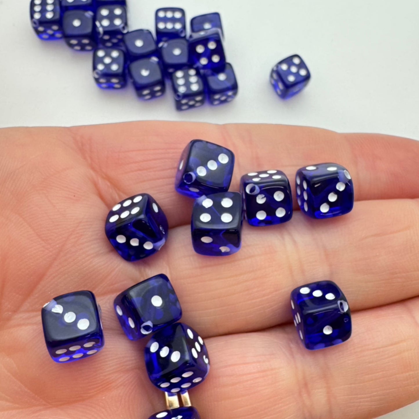 Dice Bead 9mm Royal Purple with White