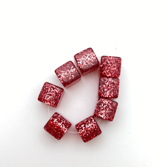 Glitter Cube 10mm Raspberry