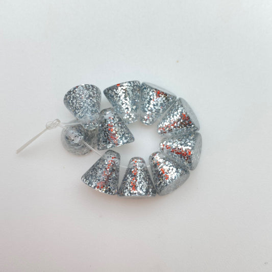 Glitter Drum Drops 10mm Silver