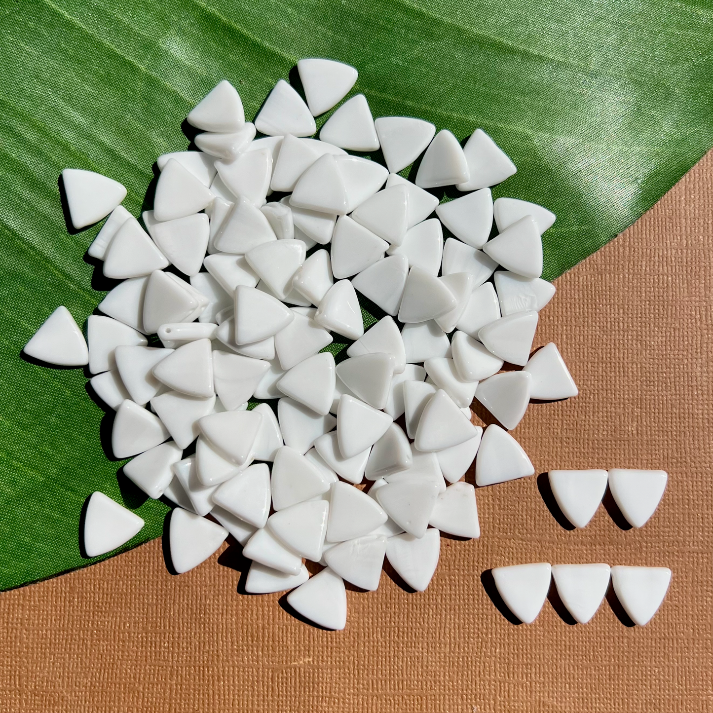 White Triangle Beads - 100 Pieces