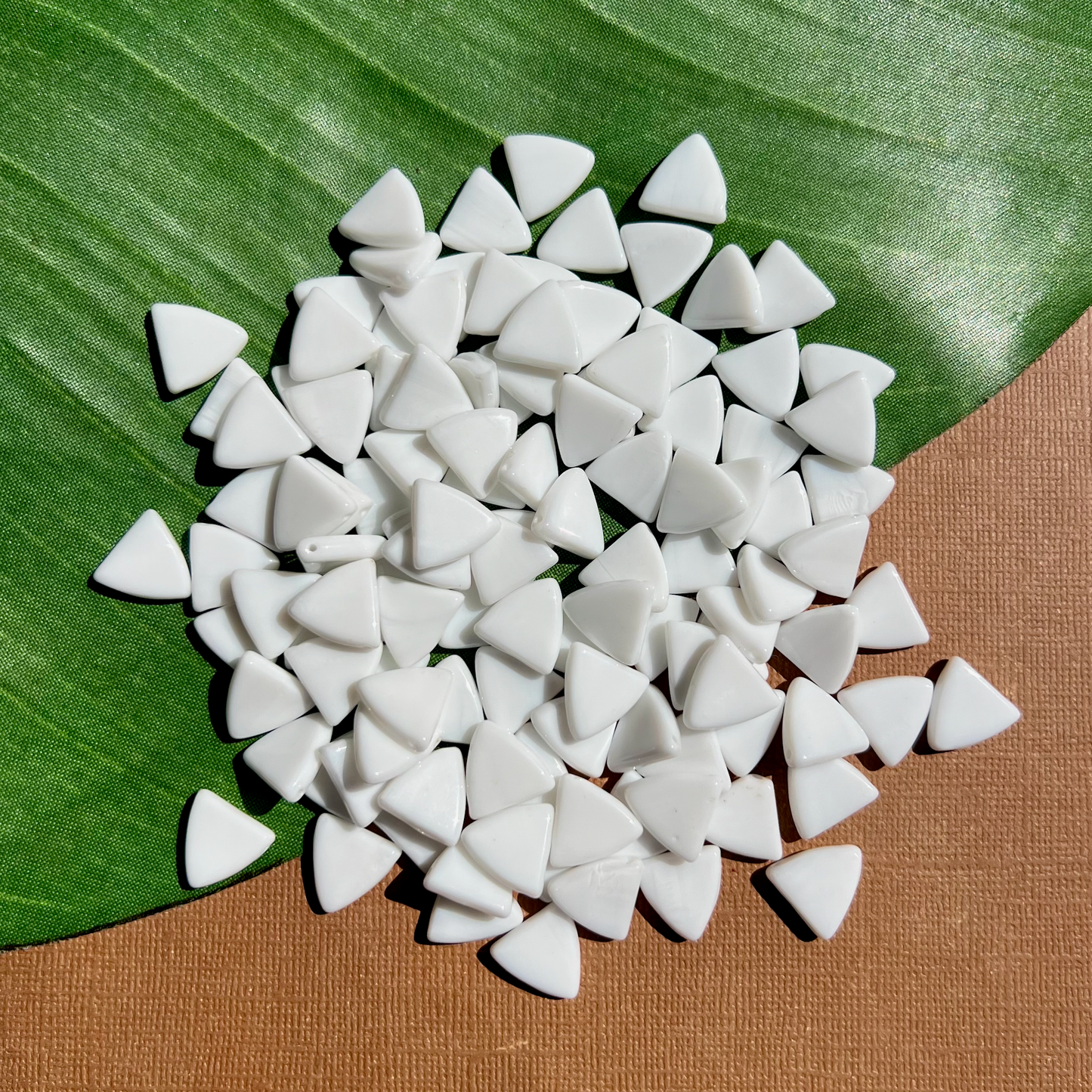 White Triangle Beads - 100 Pieces